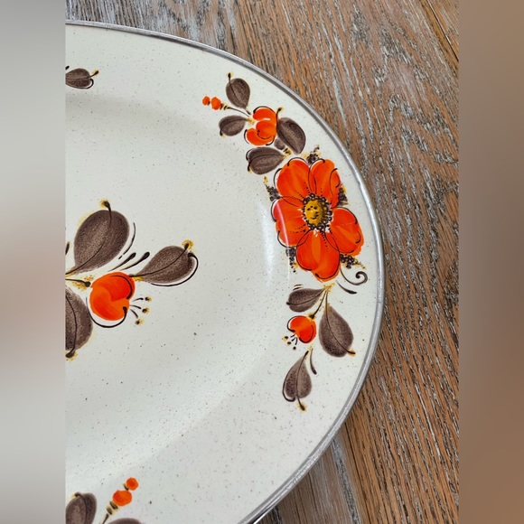 Vintage Retro 70’s Sanko Ware Show-Pans Orange Floral Enameled Tray❤️ - Picture 2 of 11